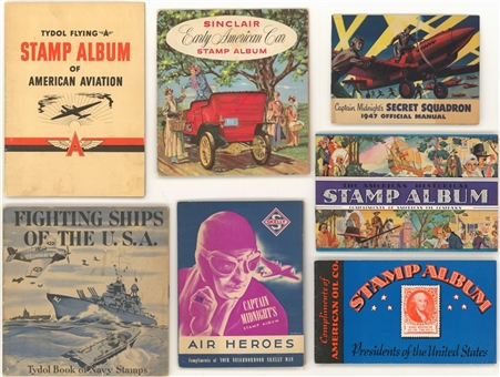 1936-1952 U.S. Oil Company Premium Stamp Albums and Booklets Lot (10 Different) –  Featuring "Captain Midnight"